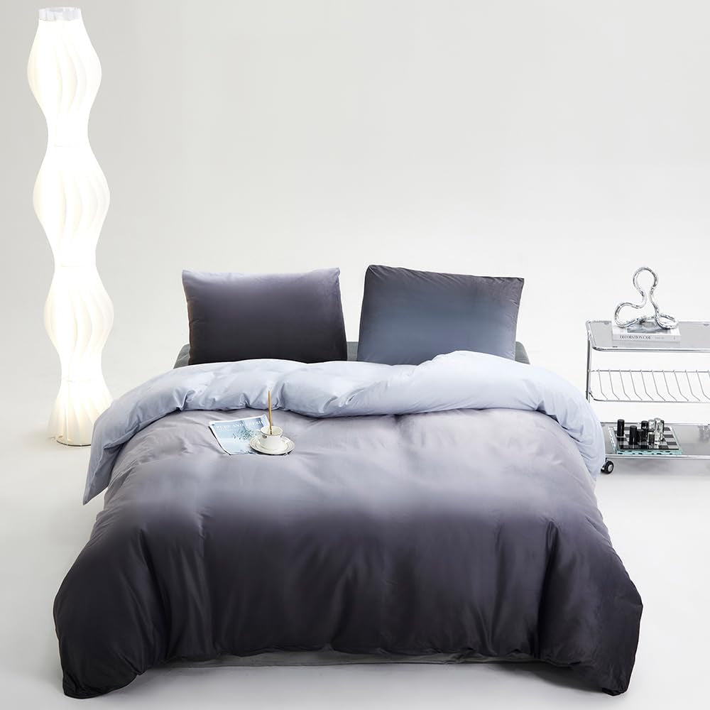 White Black Plaid Duvet Cover Set