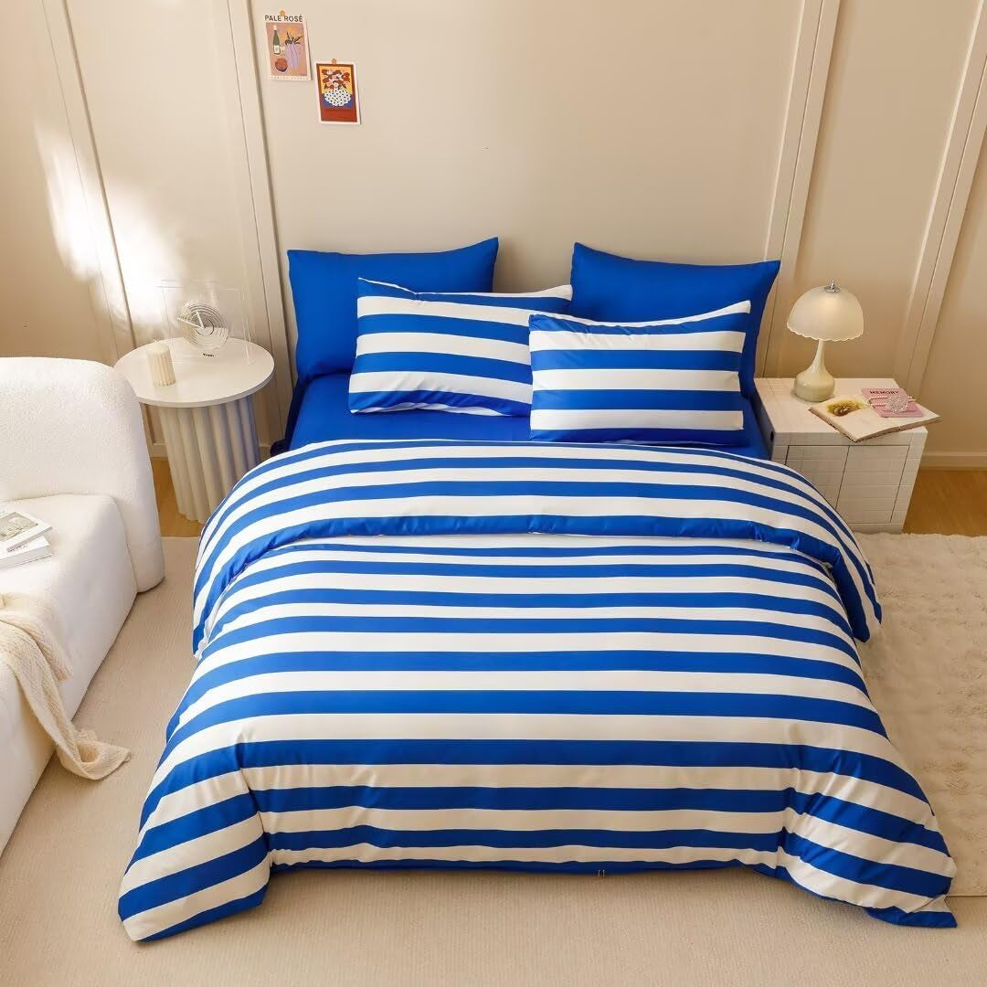 White Black Plaid Duvet Cover Set