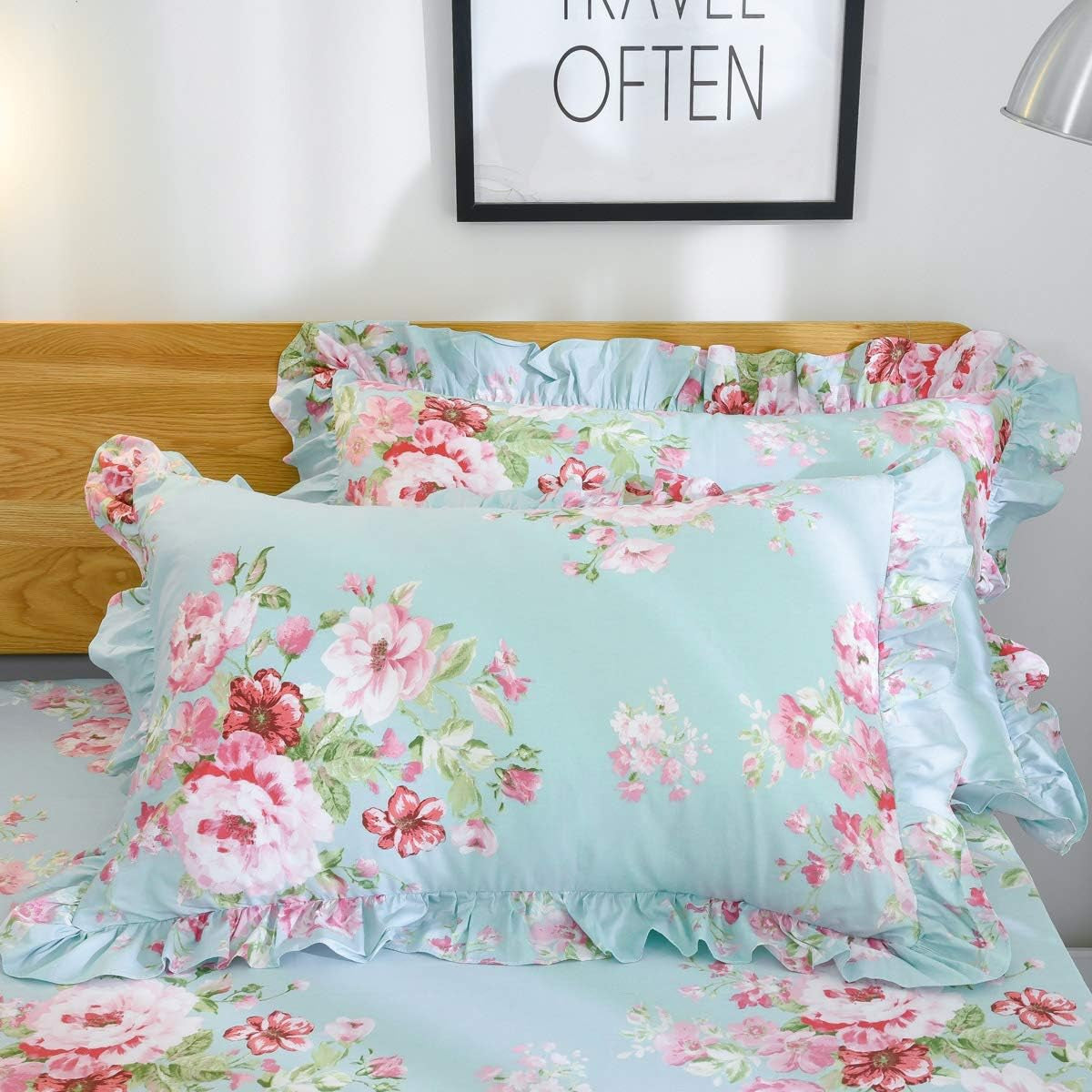 Combed Cotton Teal Farmhouse Bedding Set