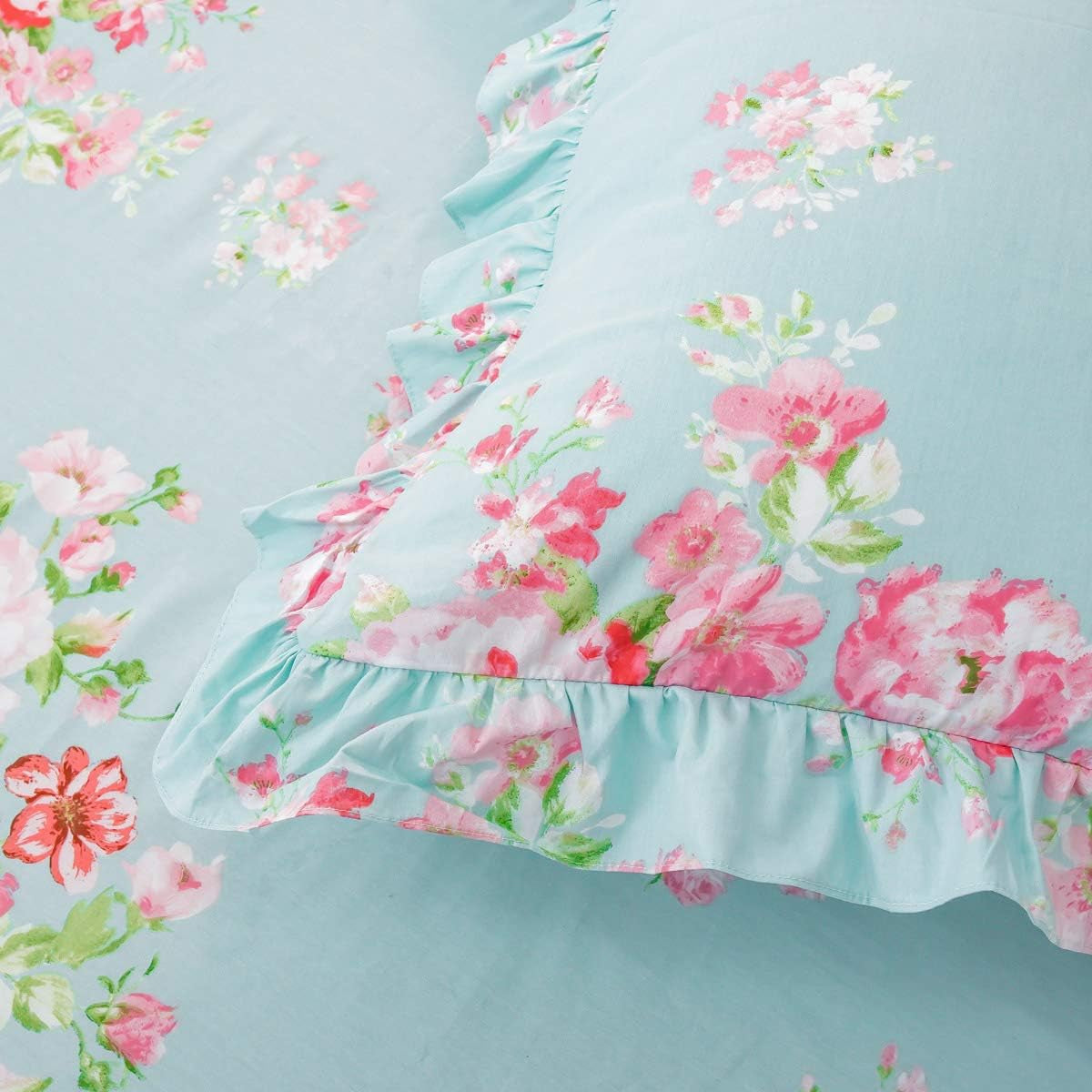 Combed Cotton Teal Farmhouse Bedding Set