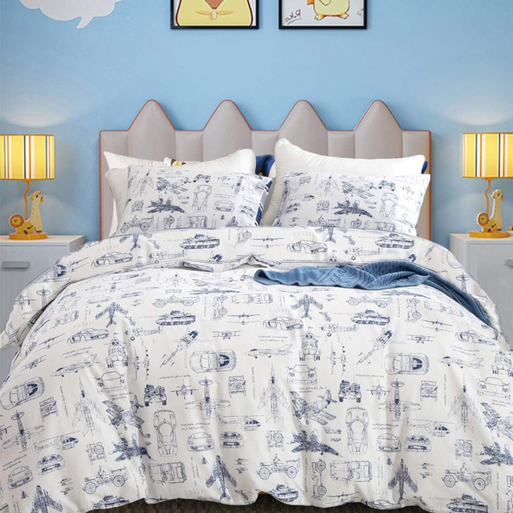 White Black Plaid Duvet Cover Set