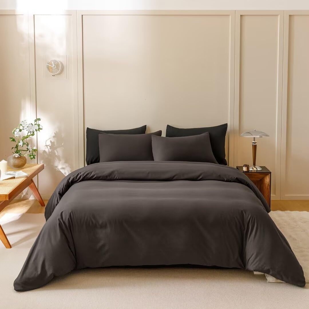 White Black Plaid Duvet Cover Set