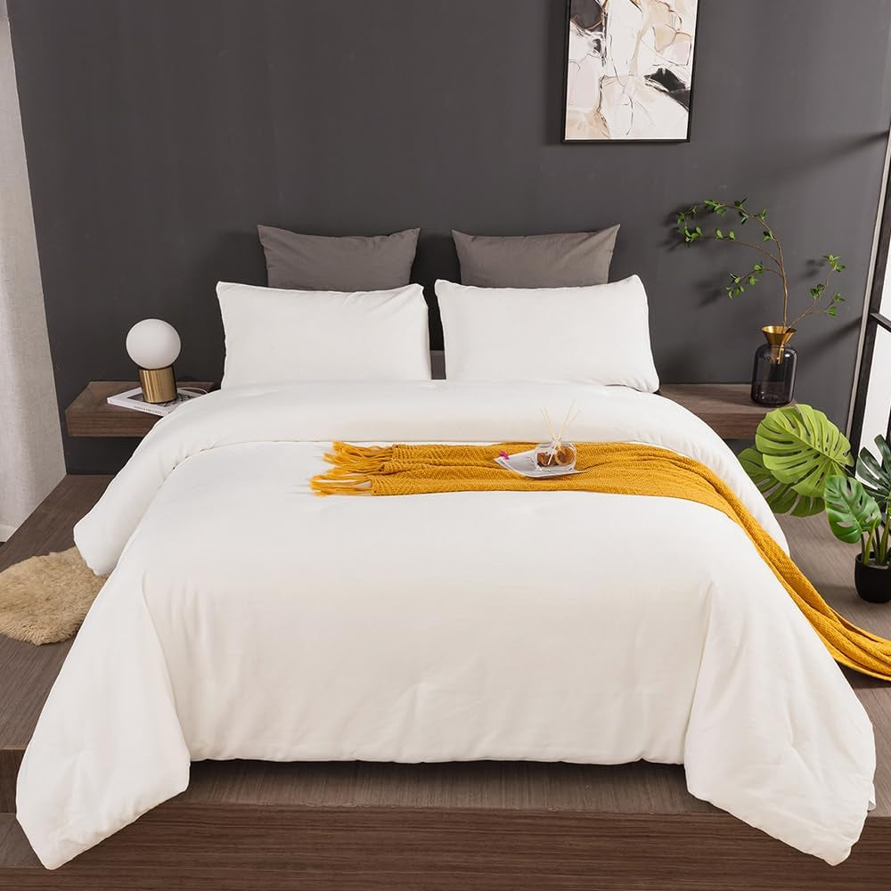 White Black Plaid Duvet Cover Set