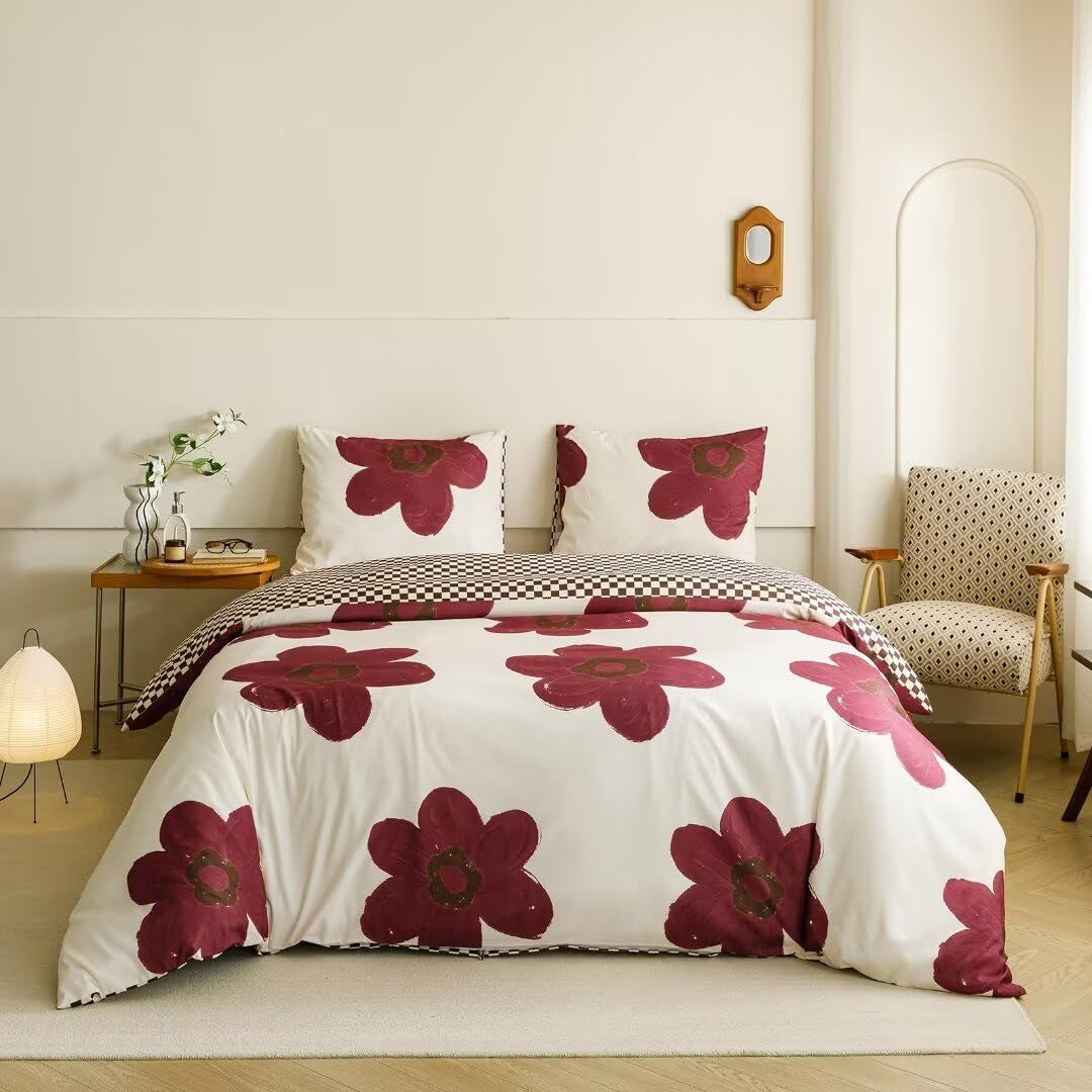 White Black Plaid Duvet Cover Set