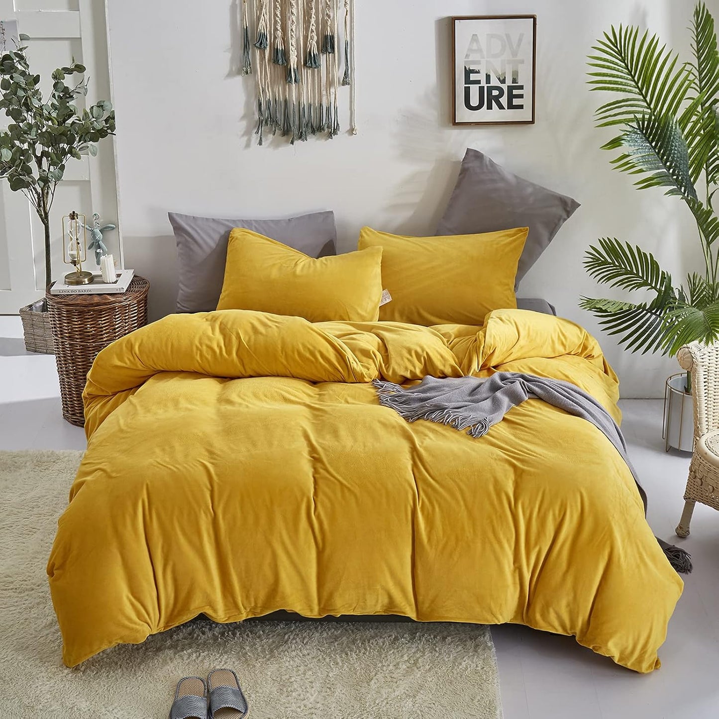 White Black Plaid Duvet Cover Set