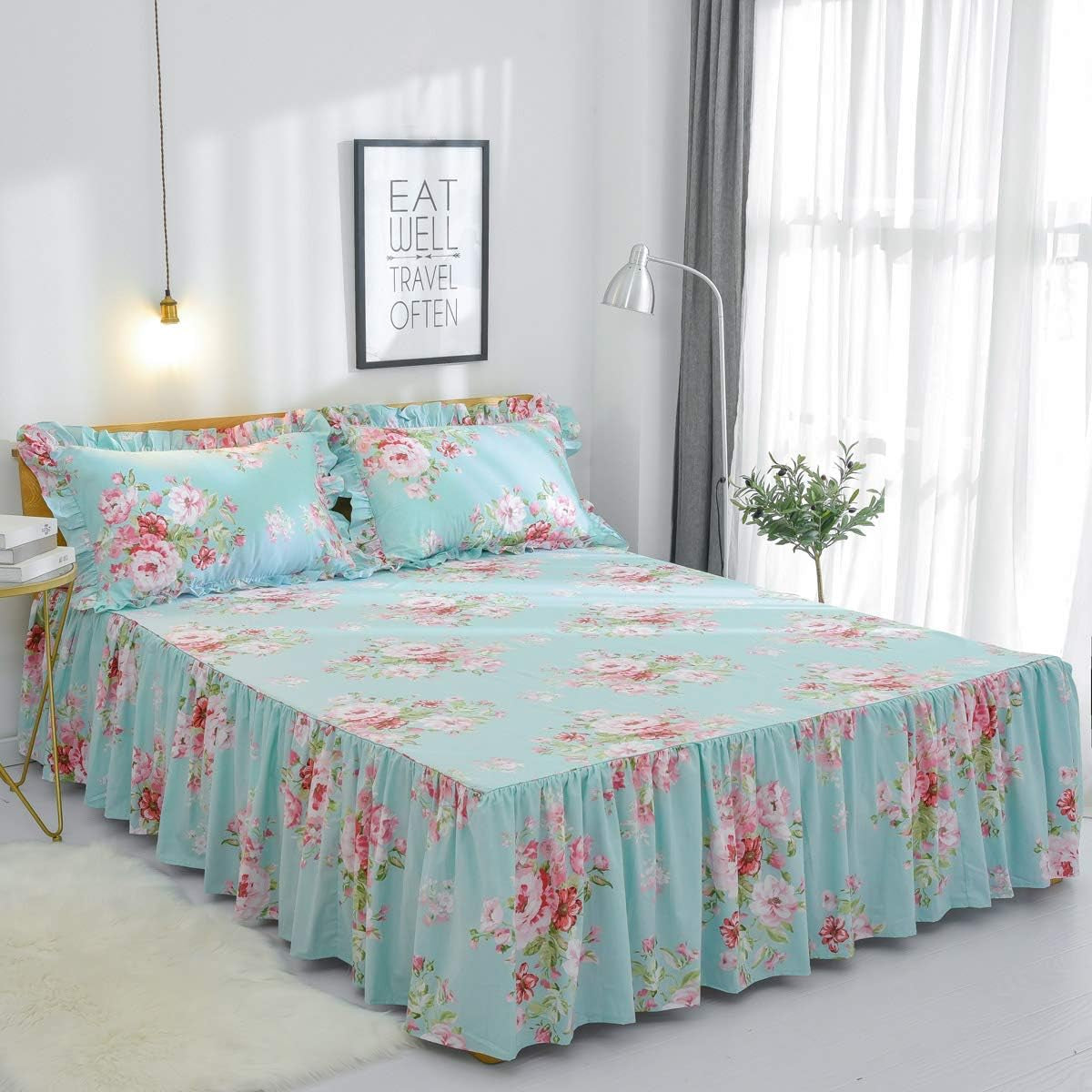 Combed Cotton Teal Farmhouse Bedding Set