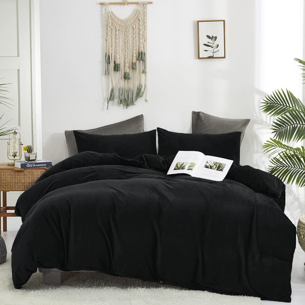 White Black Plaid Duvet Cover Set