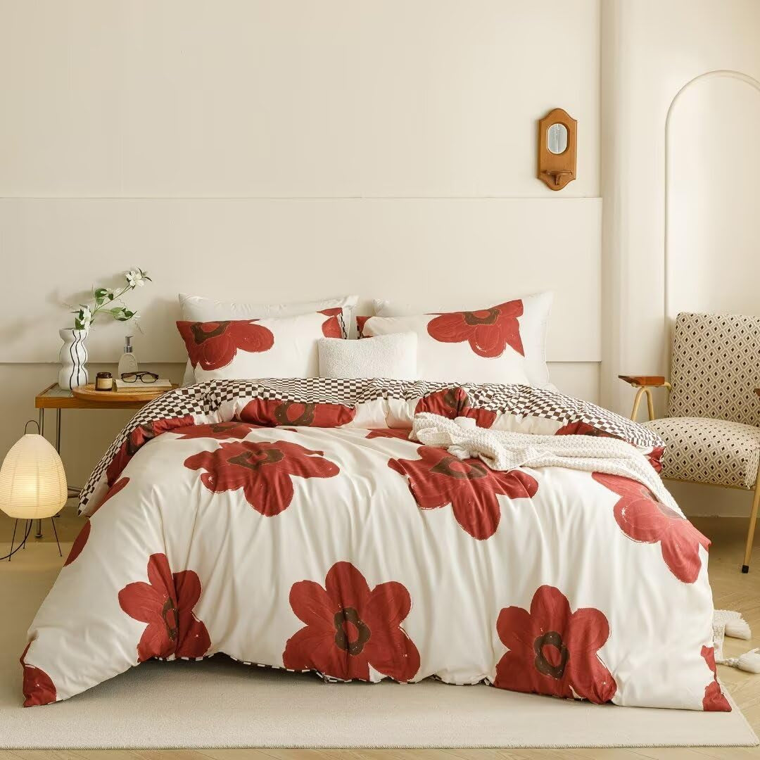 White Black Plaid Duvet Cover Set