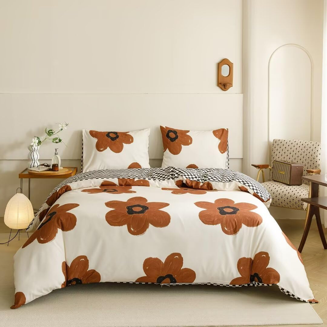 White Black Plaid Duvet Cover Set