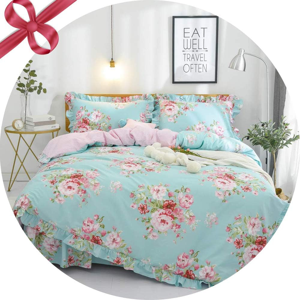 Combed Cotton Teal Farmhouse Bedding Set