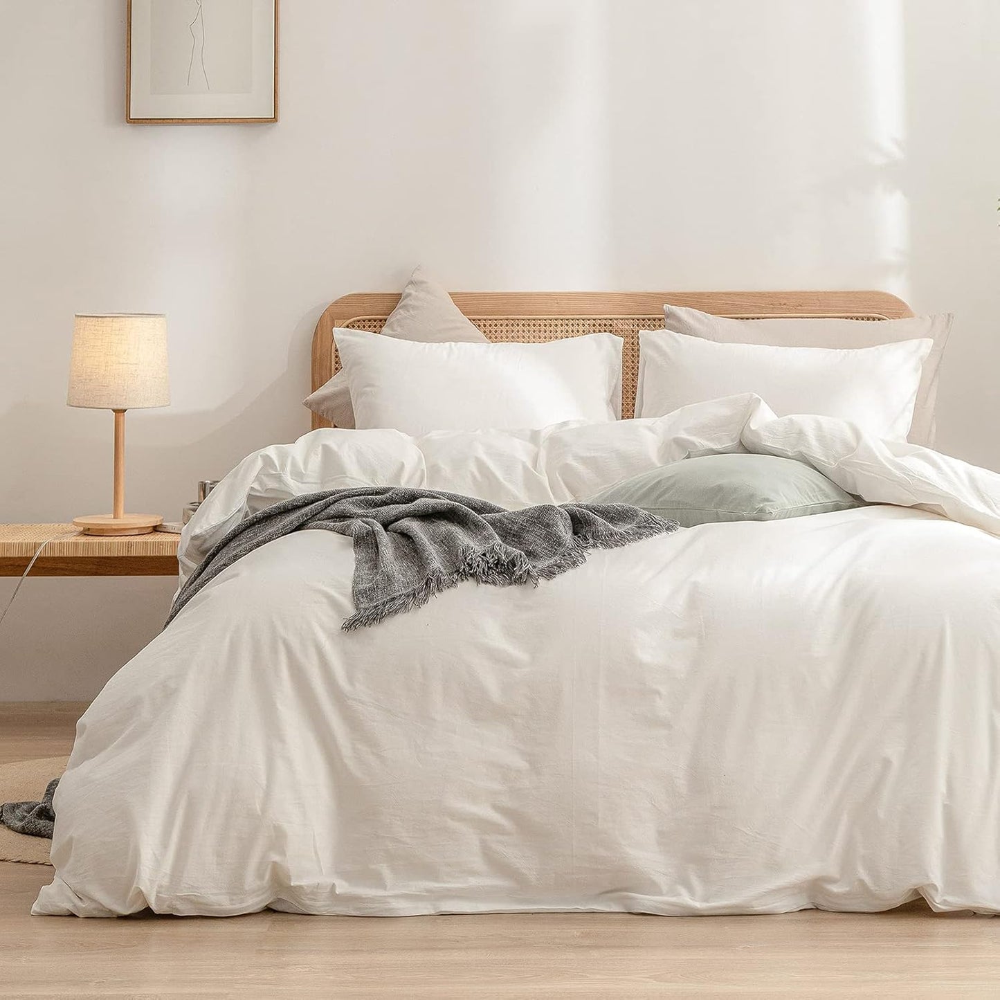 Biancaneve - Washed Cotton Duvet Cover Set, Soft Cotton Bedding, Breathable Cotton Duvet Covers