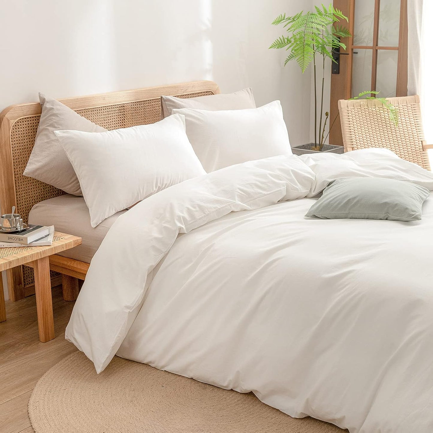 Biancaneve - Washed Cotton Duvet Cover Set, Soft Cotton Bedding, Breathable Cotton Duvet Covers