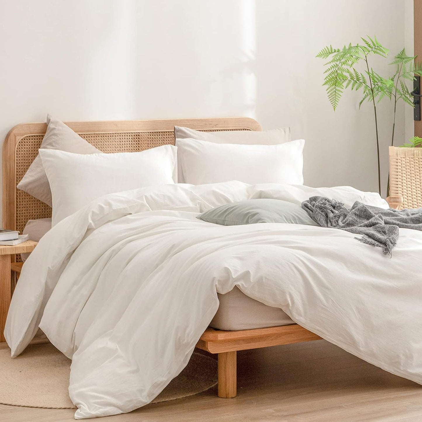 Biancaneve - Washed Cotton Duvet Cover Set, Soft Cotton Bedding, Breathable Cotton Duvet Covers