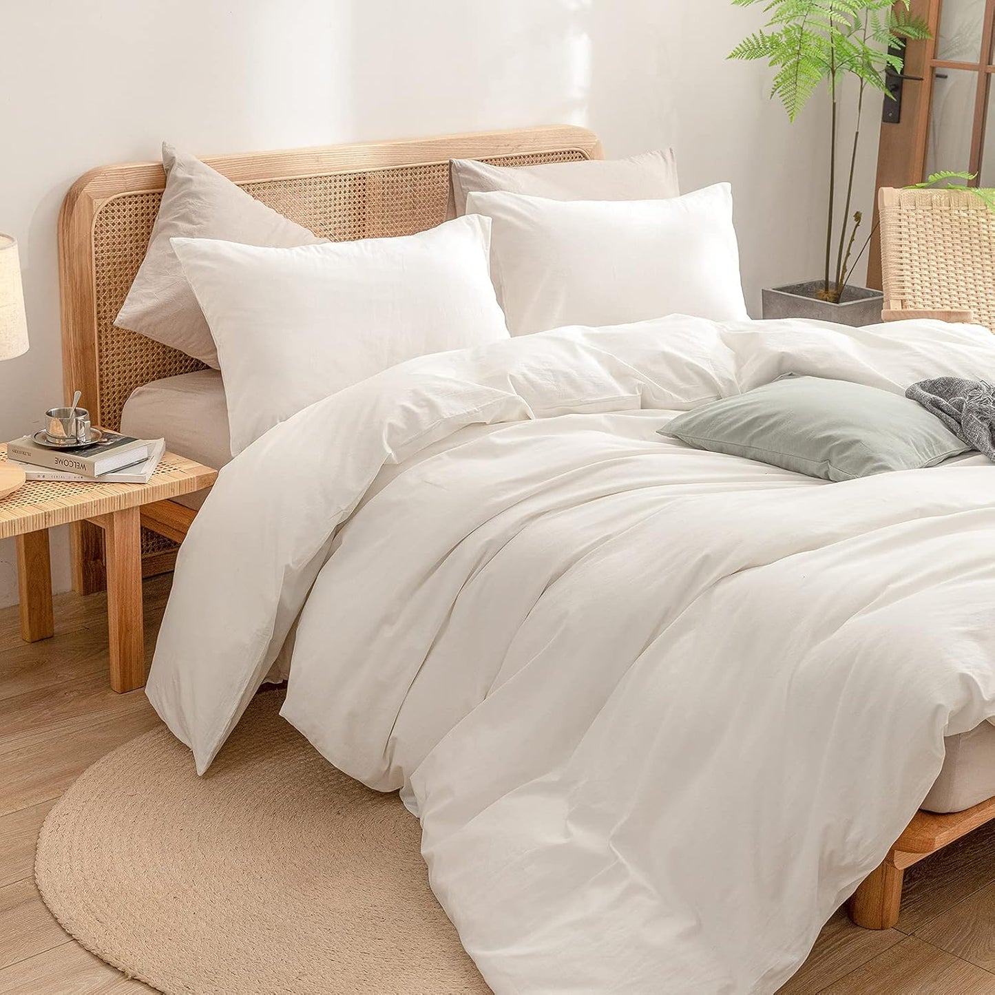 Biancaneve - Washed Cotton Duvet Cover Set, Soft Cotton Bedding, Breathable Cotton Duvet Covers