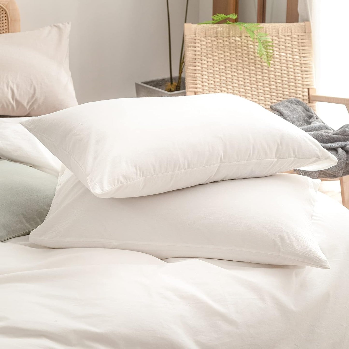 Biancaneve - Washed Cotton Duvet Cover Set, Soft Cotton Bedding, Breathable Cotton Duvet Covers