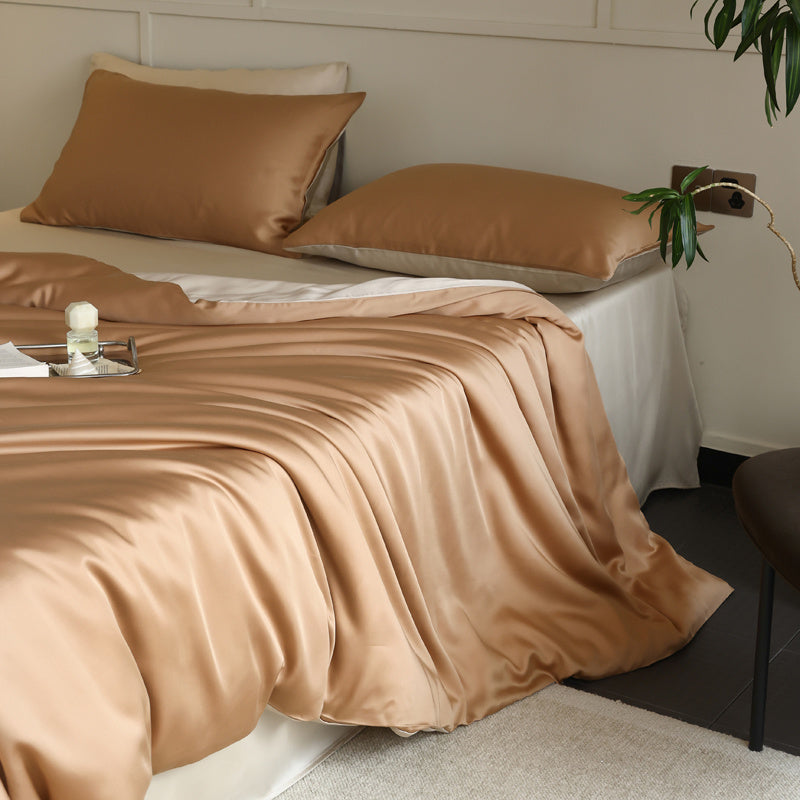 Peach-coloured  Luxury Silk Bedding Set