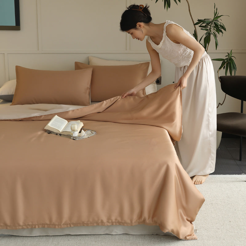 Peach-coloured  Luxury Silk Bedding Set