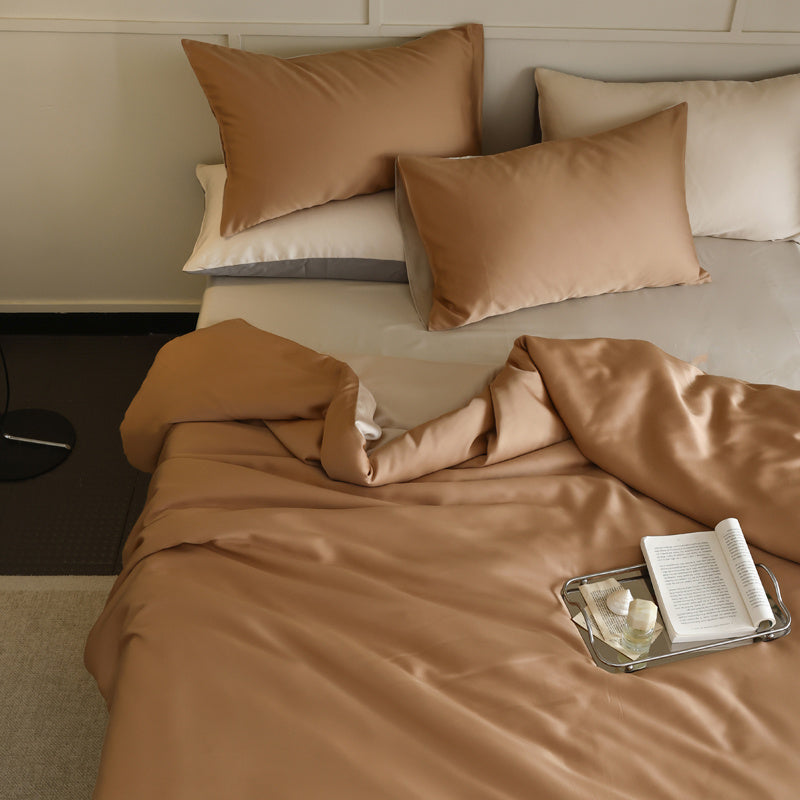 Peach-coloured  Luxury Silk Bedding Set