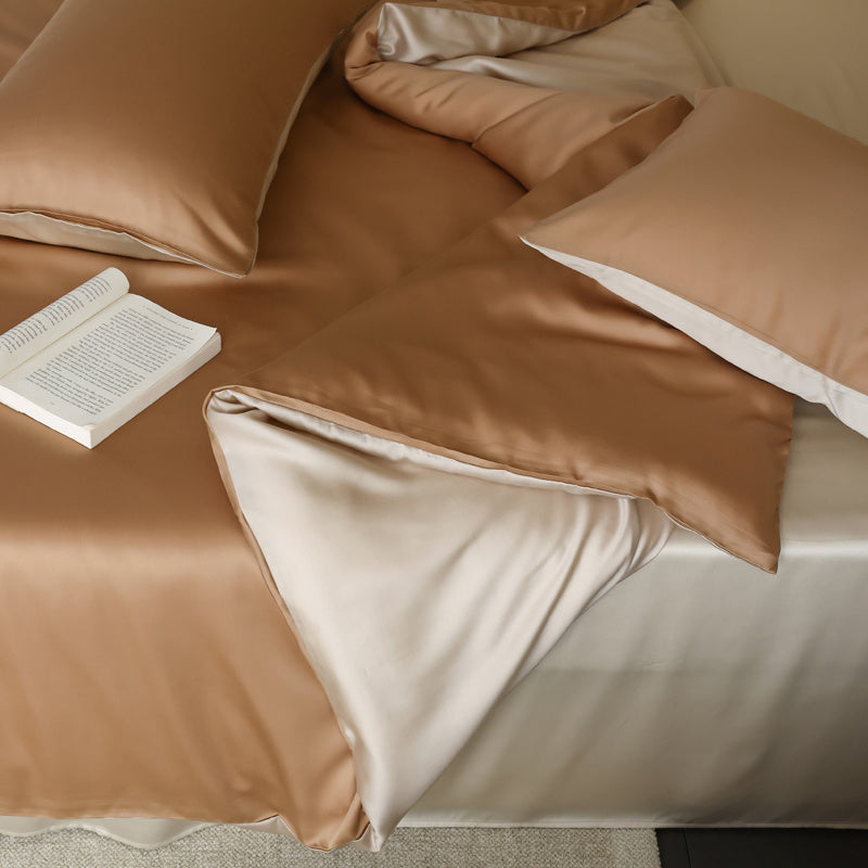 Peach-coloured  Luxury Silk Bedding Set